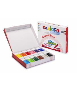 Carioca Jumbo School Box Pack de 144 Rotuladores - Cuerpo Octogonal Maxi - Tinta Superlavable - Punta Maxi 6mm Bloqueada - Tapa 