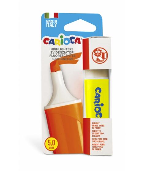 Carioca Memolight Subrayador - Color Brillante y Lavable - Tinta a Base de Agua - Punta Biselada - Color Amarillo