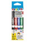 Carioca Whiteboard Clip Pack de 4 Rotuladores Borrables para Pizarras Blancas - Punta Media - Punta de Ø 4.5mm - Tapa con Clip -