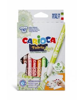 Carioca Fabric Pack de 10 Rotuladores para Tejidos - Punta Fina - Tinta Especial para Tejidos - Colores Indelebles - Punta Maxi 