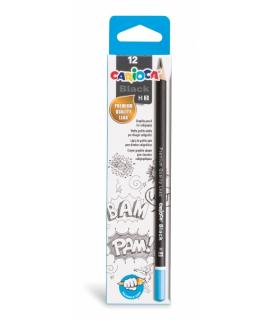 Carioca Black H Pack de 12 Lapices de Grafito - Facil de Borrar y Sacar Punta - Cuerpo Triangular Agradable al Tacto - Mina Resi