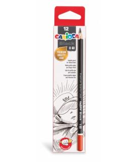 Carioca Black B Pack de 12 Lapices de Grafito - Facil de Borrar y Sacar Punta - Cuerpo Triangular Agradable al Tacto - Mina Resi