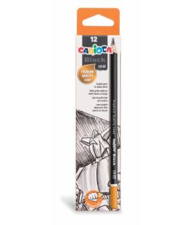 Carioca Pack de 12 Lapices de Grafito Black 2B - Facil de Borrar y Sacar Punta - Cuerpo Triangular Agradable al Tacto - Mina Res