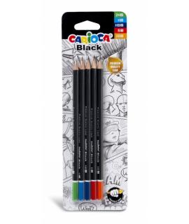 Carioca Black Pack de 5 Lapices de Grafito - Faciles de Borrar y Sacar Punta - Cuerpo Triangular Agradable al Tacto - Mina Resis