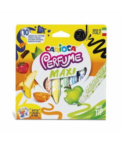 Carioca Perfume Maxi Pack de 10 Rotuladores - Tinta Perfumada - Lavable - Libre de Sustancias Alergenicas - Aromas Naturales - P