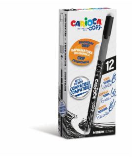 Carioca Oops Boligrafos Borrables - Tinta Negra Termo Sensible - Empuñadura Ergonomica Triangular - Punta de Ø 0.7mm - Doble Gom