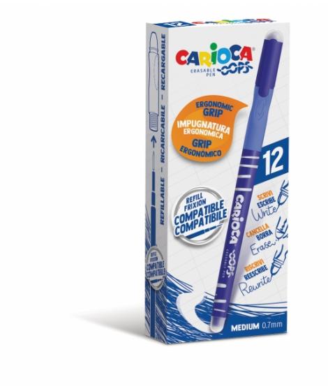 Carioca Oops Boligrafos Borrables - Termo Sensible - Empuñadura Ergonomica Triangular - Punta Ø 0.7mm - Doble Goma - Recambios C