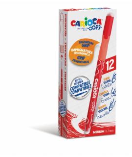 Carioca Oops Boligrafos Borrables - Tinta Roja Termo Sensible - Empuñadura Ergonomica Triangular - Punta de Ø 0.7mm - Doble Goma