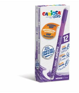 Carioca Oops Boligrafos Borrables - Tinta Morada Termo Sensible - Empuñadura Ergonomica Triangular - Punta de Ø 0.7mm - Doble Go