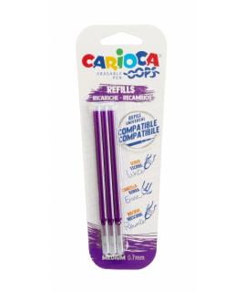Carioca Oops Blister 3 Recambios para Boligrafo Borrable - Tinta Termo Sensible - Punta de 0.7mm - Recambios Compatibles - Color
