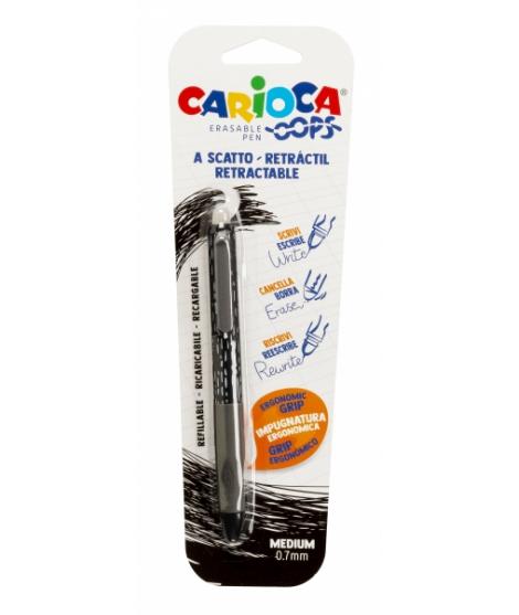 Carioca Oops Blister Boligrafo Borrable - Termo Sensible - Empuñadura Ergonomica Triangular - Punta de 0.7mm - Recambios Compati
