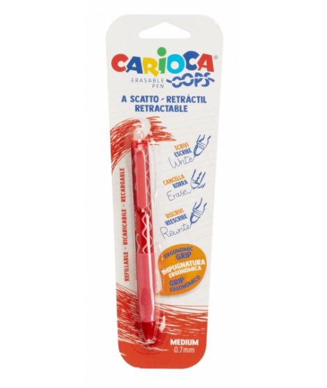 Carioca Oops Boligrafo Borrable - Tinta Termo Sensible - Empuñadura Ergonomica Triangular - Punta de Ø 0.7mm - Recambios Compati