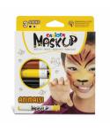 Carioca Mask Up Animals Pack de 3 Colores para la Piel - Colores Brillantes - Lavables - Base Agua - Incluye Dos Tutoriales Paso