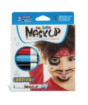 Carioca Mask Up Carnival Pack de 3 Colores para la Piel en Barra - Colores Brillantes - Lavables - Base Agua - Incluye 2 Tutoria