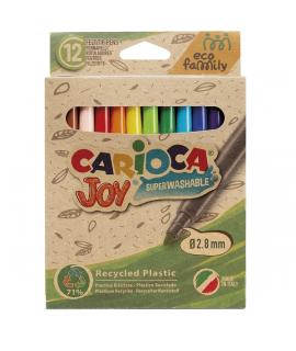 Carioca Joy Pack de 12 Rotuladores Punta Fina Eco Family - Tinta Superlavable - Punta Fina 2.8mm Bloqueada - Capuchon Ventilado 