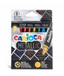 Carioca Metallic Pack de 8 Ceras Metalicas - Cuerpo Maxi Triangular - Colores Cubrientes para Superficies Oscuras - Faciles de L