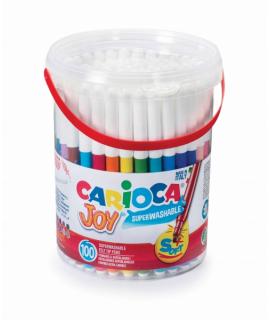 Carioca Joy Pack de 100 Rotuladores - Tinta Superlavable - Punta Fina 2.8mm y Bloqueada - Tapa Ventilada - Color Varios