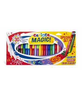 Carioca Magic Markers Pack de 30 Rotuladores Magicos - Tinta Magica Cambia de Color - Incluye Rotulador Magink para Cambiar o Bo