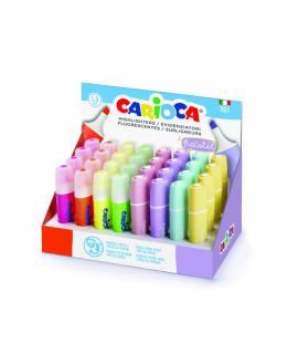 Carioca Memolight Expositor de 32 Subrayadores - Colores Fluo y Pastel - Brillantes y Lavables - Tinta a Base de Agua - Punta Bi