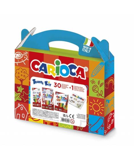 Carioca Travel Kit Maletin de Plastico - 6 Rotuladores Punta Maxi - 12 Rotuladores Punta Fina - 12 Rotuladores Doble Punta - 1 A