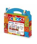 Carioca Travel Kit Maletin de Plastico - 6 Rotuladores Punta Maxi - 12 Rotuladores Punta Fina - 12 Rotuladores Doble Punta - 1 A