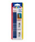 Carioca Pack de 3 Lapices de Grafito HB + 2 Gomas y Sacapunta - Facil de Borrar y Sacar Punta - Cuerpo Triangular Agradable al T