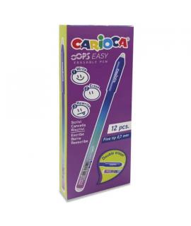 Carioca Oops Easy Pack de 12 Boligrafos Borrables - Tinta Termo Sensible - Cuerpo con Efecto Degradado - Punta de Ø 0.7mm - Dobl