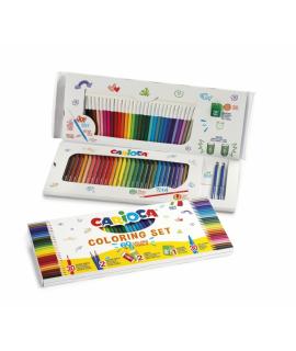Carioca Joy Pack de 65 Piezas para Colorear - 30 Rotuladores Super Lavables - 30 Lapices de Color Superfuertes - 2 Gomas de Borr