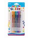 Carioca Glitter Gel Pack de 6 Boligrafos - Punta Ø 1mm - Tinta Gel Glitter - para Superficies Oscuras - Escritura Brillante y Co