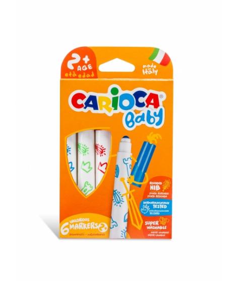 Carioca Baby Marker Pack de 6 Rotuladores - Punta Redonda y Bloqueada - Cuerpo de Gran Dimension - Superlavables - Dermatologica