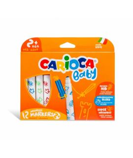 Carioca Baby Marker Pack de 12 Rotuladores - Punta Redonda y Bloqueada - Cuerpo de Gran Dimension - Superlavables - Dermatologic