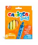Carioca Pack de 8 Ceras Baby 2+ - Super Suaves - Gran Dimension para Facil Agarre - Escritura Suave - Colores Brillantes y Lavab