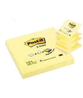 Post-it Bloc de 100 Z-Notas Adhesivas Removibles Zig-Zag Canary Yellow 76x76mm - Papel con Certificacion PEFC - 7100103164 - Col