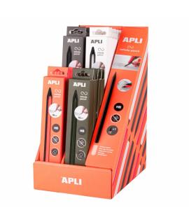 Apli Infinite Pencil Expositor con 20 Packs de Lapiz Infinito HB + Mina de Recambio + Tapon Protector - Para Escribir hasta 16km