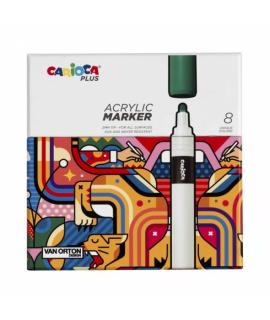 Carioca Plus Pack de 8 Marcadores Acrilicos - Punta 2mm - Colores Surtidos