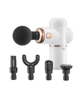 XO Masajeador Portatil - Bateria 3000mAh - Cargador Tipo C - 4 Accesorios Incluidos - Color Blanco