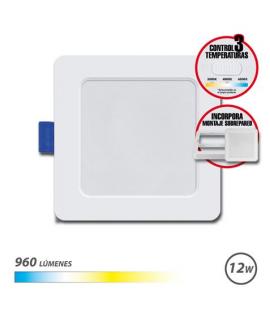 Elbat Downlight Cuadrado 12W - 960Lm - Selector 3 Temperaturas+Sobrepared - Color Blanco