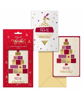 Dohe Glytter Pack de 8 Tarjetas de Felicitacion Navideña con Sobre - 2 Modelos Distintos - Tamaño 12,2x23,5cm - Papel Offset - I