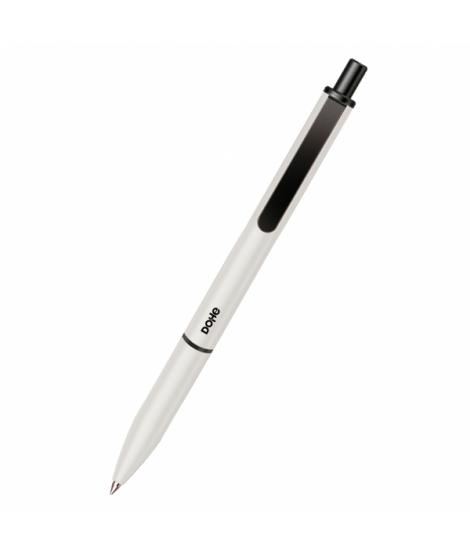 Dohe Elegance Pack de 4 Boligrafos - Punta Fina de 0,5mm - Fabricados en Aluminio - Tacto Soft - Color Blanco