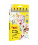 Jovi Felt Pens Estuche de 12 Rotuladores Punta Pincel - Punta Suave y Flexible - Trazos Finos y Gruesos - Tinta Base Agua - Idea