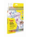 Jovi Brush Marker Pack de 12 Rotuladores Doble Punta - Punta Pincel 4,5mm y Punta Rigida 2,5mm - Tinta Base Agua - Ideal para Le