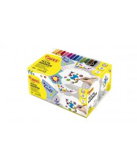 Jovi Textil Caja de 48 Rotuladores Textil- Tinta Base Agua - Punta Pincel - Resistente a Lavados - Secado Rapido - Color Surtido