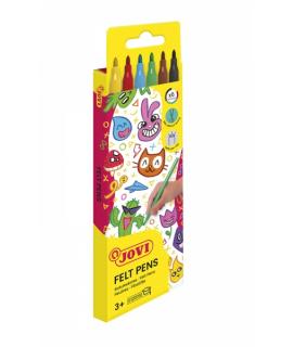 Jovi Felt Pens Estuche de 6 Rotuladores - Tinta de Gran Fijacion - Punta de 3mm - Capuchon de Seguridad Ventilado - Grip Triangu