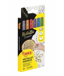 Jovi Metalic Estuche de 6 Rotuladores - Efecto Metalico - Tinta Base Agua - Facil Limpieza - Ideal para Papel Oscuro y Superfici
