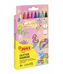 Jovi Glitter Marker Caja con 8 Rotuladores Efecto Purpurina - Tinta Base Agua - Grip Triangular Ergonomico - Punta Resistente - 