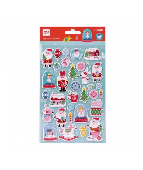 Apli Bolsa de Pegatinas Navideñas Bolas de Nieve - Goma EVA - Adhesivo Permanente - Ideal para Scrapbooking y Decoracion - Fomen