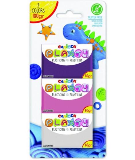Carioca Blister 3 Plastilinax60gr - Facil de Usar - No Se Seca - Reutilizable - Colores Brillantes y Mezclables - Libre de Glute