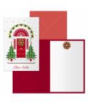 Dohe Red Door Pack de 6 Tarjetas de Felicitacion Navideña con Sobre - Tamaño Cerrada 11.5x17cm, Abierta 23x17cm - Papel Offset -