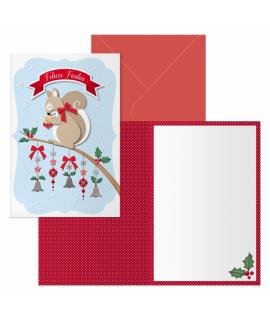 Dohe Ardilla Pack de 6 Tarjetas de Felicitacion Navideña con Sobre - Tamaño Cerrada 11.5x17cm, Abierta 23x17cm - Papel Offset - 