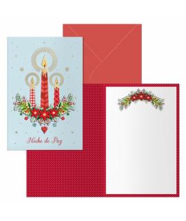 Dohe Candel Pack de 6 Tarjetas de Felicitacion Navideña con Sobre - Tamaño Cerrada 11.5x17cm, Abierta 23x17cm - Papel Offset - I